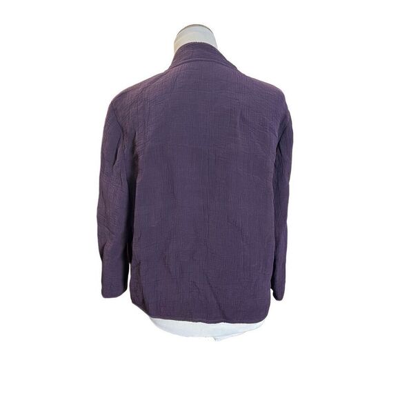 Eileen Fisher Blazer jacket Purple Deep Plum Textured Silk open front size M - Picture 3 of 9